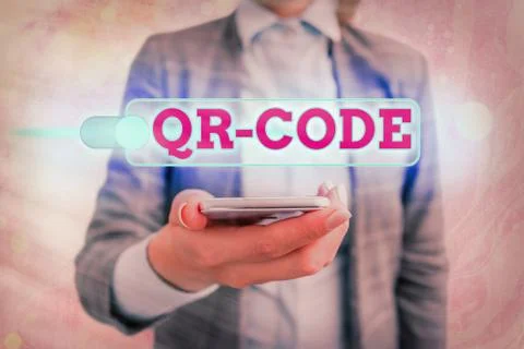 Text sign showing Qr Code. Conceptual photo the trademark for a type of matrix Foto stock