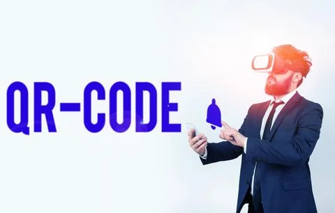 Text sign showing Qr Code. Internet Concept the trademark for a type of matrix Stock Photos