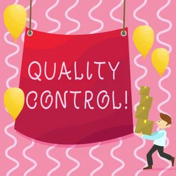 Text sign showing Quality Control. Conceptual photo system of maintaining Illustrazione stock