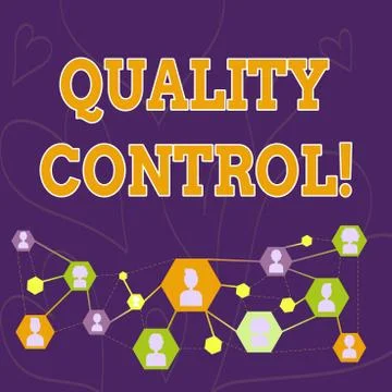 Text sign showing Quality Control. Conceptual photo system of maintaining Illustrazione stock