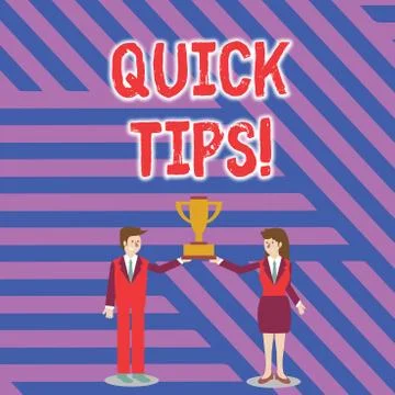 Text sign showing Quick Tips. Conceptual photo small but particularly useful Stock Illustration