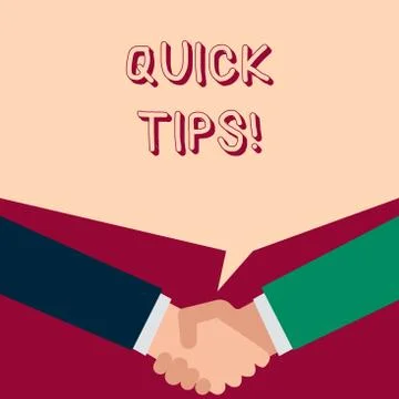 Text sign showing Quick Tips. Conceptual photo small but particularly useful Stock Illustration