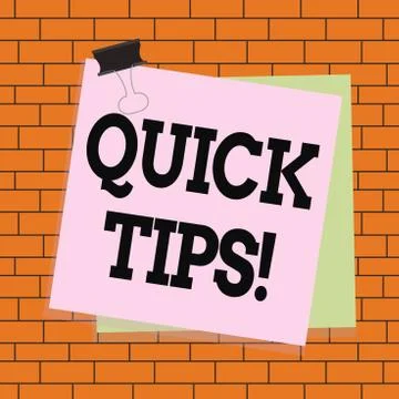 Text sign showing Quick Tips. Conceptual photo small but particularly useful Stock Illustration