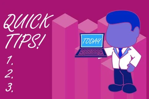 Text sign showing Quick Tips. Conceptual photo small but particularly useful Stock Illustration
