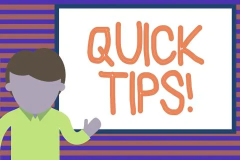 Text sign showing Quick Tips. Conceptual photo small but particularly useful Stock Illustration
