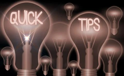 Text sign showing Quick Tips. Conceptual photo small but particularly useful Stock Illustration