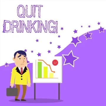Text sign showing Quit Drinking. Conceptual photo involves staying away from Illustration