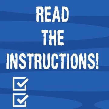 Text sign showing Read The Instructions. Conceptual photo carefully read Ilustración de archivo