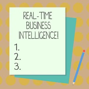 Text sign showing Real Time Business Intelligence. Conceptual photo Information Illustrazione stock