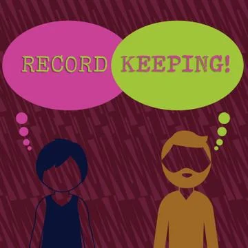 Text sign showing Record Keeping. Conceptual photo The activity or occupation of 스톡 일러스트
