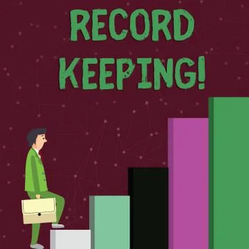 Text sign showing Record Keeping. Conceptual photo The activity or occupation of Stock Illustration