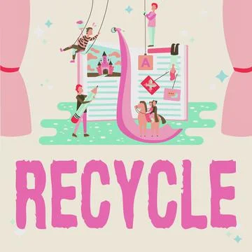 Text sign showing Recycle. Word Written on ocess of converting waste materials Illustrazione stock