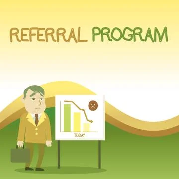Text sign showing Referral Program. Conceptual photo employees are rewarded for Stock-Illustration