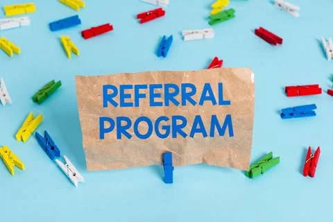 Text sign showing Referral Program. Conceptual photo employees are rewarde... Stock-Fotos