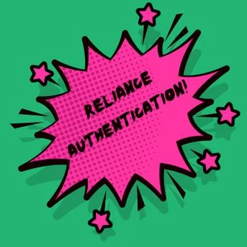 Text sign showing Reliance Authentication. Conceptual photo part of trust bas Stock Illustration