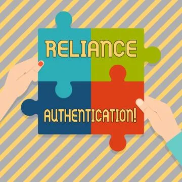 Text sign showing Reliance Authentication. Conceptual photo part of trust bas Stock Illustration