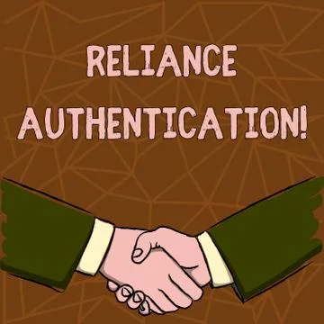 Text sign showing Reliance Authentication. Conceptual photo part of trust bas Stock Illustration