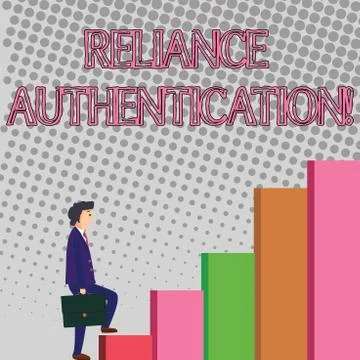 Text sign showing Reliance Authentication. Conceptual photo part of trust bas Stock Illustration