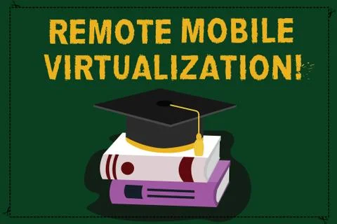 Text sign showing Remote Mobile Virtualization. Conceptual photo can remotely 스톡 일러스트