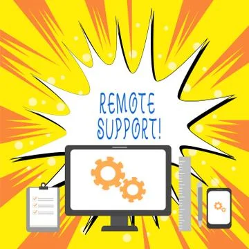 Text sign showing Remote Support. Conceptual photo help endusers to solve 스톡 일러스트