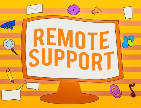 Text sign showing Remote Support. Conceptual photo type of secure service, which Stockillustratie