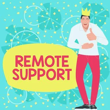 Text sign showing Remote Support. Word Written on help end-users to solve イラスト素材