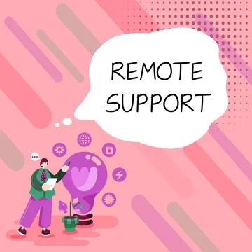 Text sign showing Remote Support. Business overview help end-users to solve 스톡 일러스트
