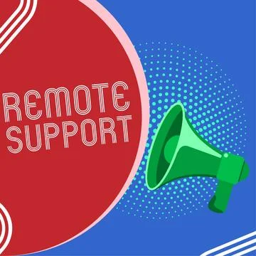 Text sign showing Remote Support. Word for help end-users to solve computer Stock Illustration