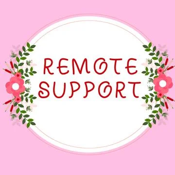 Text sign showing Remote Support. Word Written on help end-users to solve Stockillustratie