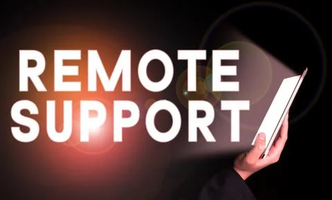 Text sign showing Remote Support. Word for help end-users to solve computer Stock Photos