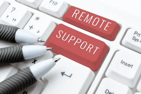 Text sign showing Remote Support. Business idea help end-users to solve computer Stock Photos