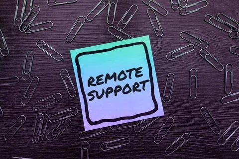 Text sign showing Remote Support. Word for help end-users to solve computer Stock Photos