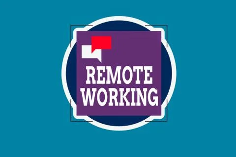 Text sign showing Remote Working. Conceptual photo style that allows 스톡 일러스트