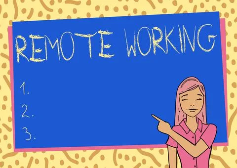 Text sign showing Remote Working. Business approach style that allows Illustrazione stock