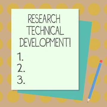 Text sign showing Research Technical Development. Conceptual photo innovative Stockillustratie