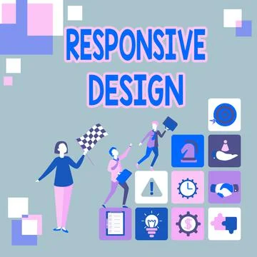 Text sign showing Responsive Design. Business concept web page creation that 스톡 일러스트