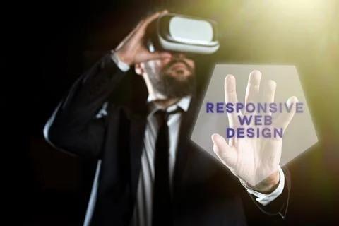 Text sign showing Responsive Web Design. Word for web page creation that makes Stock-Fotos