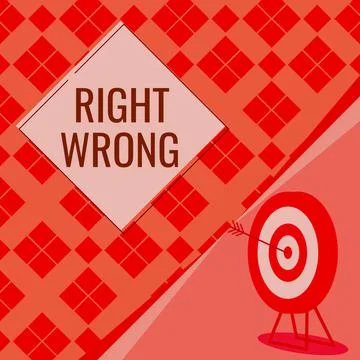 Text sign showing Right Wrong. Conceptual photo choose between two decisions Stock Illustration