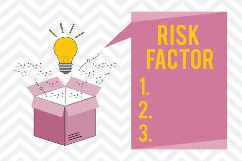 Text sign showing Risk Factor. Conceptual photo Something that rises the chance Illustrazione stock