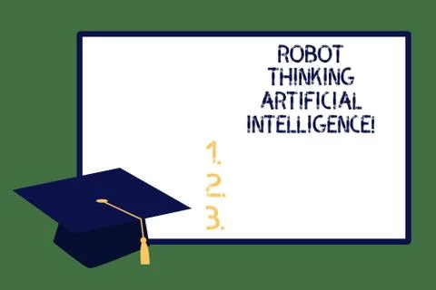 Text sign showing Robot Thinking Artificial Intelligence. Conceptual photo AI Stock Illustration
