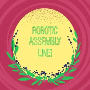 Text sign showing Robotic Assembly Line. Conceptual photo use to increase Illustrazione stock
