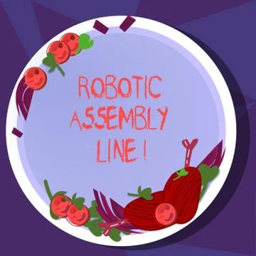 Text sign showing Robotic Assembly Line. Conceptual photo use to increase Stock Illustration
