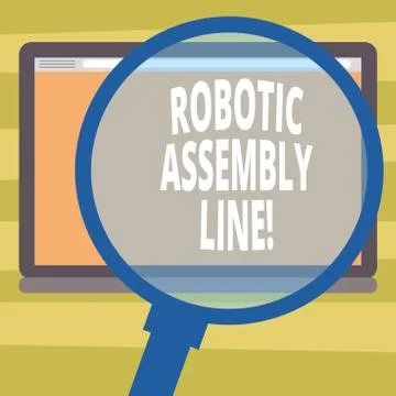 Text sign showing Robotic Assembly Line. Conceptual photo use to increase Stock Illustration