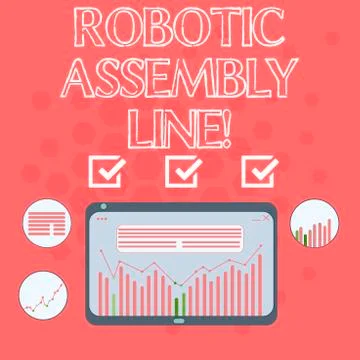 Text sign showing Robotic Assembly Line. Conceptual photo use to increase Stock Illustration