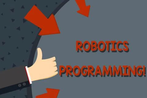 Text sign showing Robotics Programming. Conceptual photo software that used to 스톡 일러스트