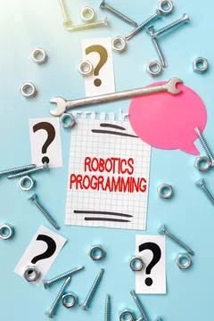 Text sign showing Robotics Programming. Conceptual photo software that used to Stock Photos