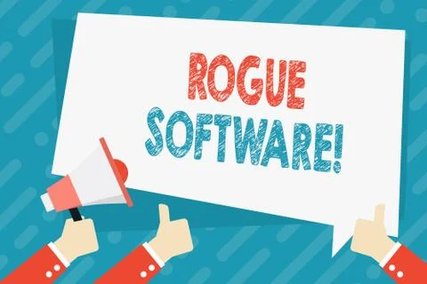 Text sign showing Rogue Software. Conceptual photo type of malware that poses as 스톡 일러스트
