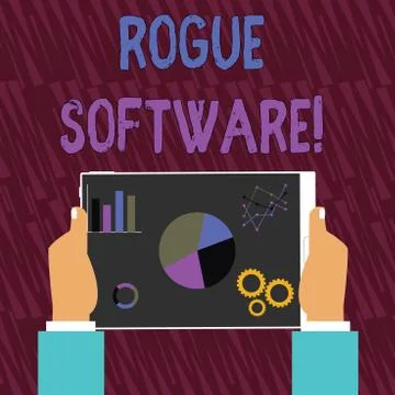 Text sign showing Rogue Software. Conceptual photo type of malware that poses as 스톡 일러스트