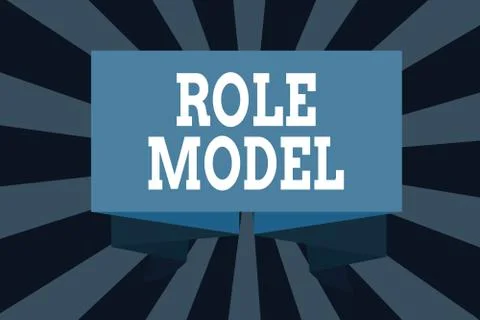 Text sign showing Role Model. Conceptual photo a demonstrating looked to by Illustrazione stock