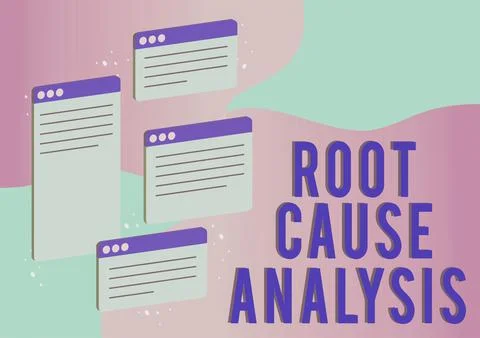 Text sign showing Root Cause Analysis. Word for Method of Problem Solving Stock Illustration